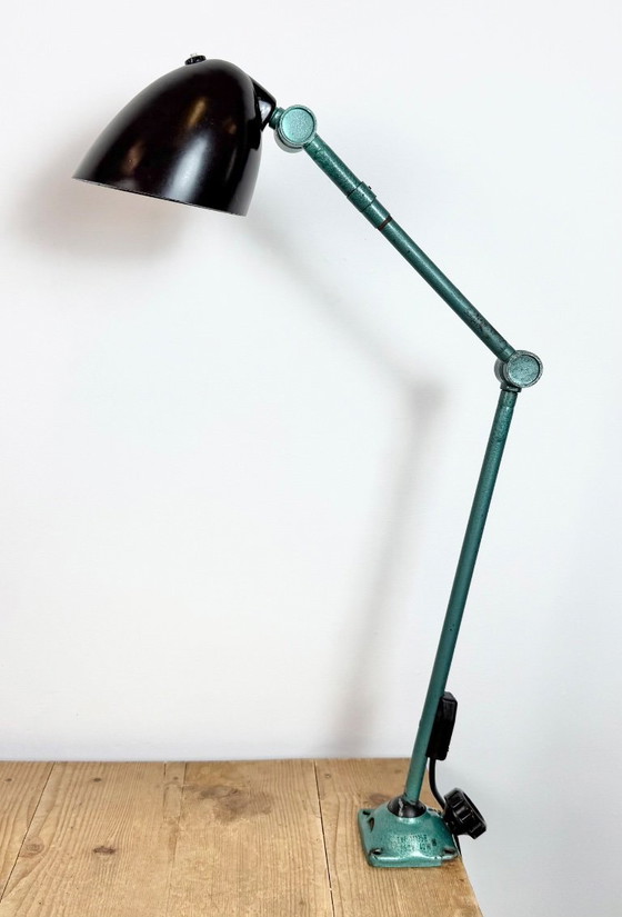 Image 1 of Large Green Industrial Workshop Table Lamp, 1960s