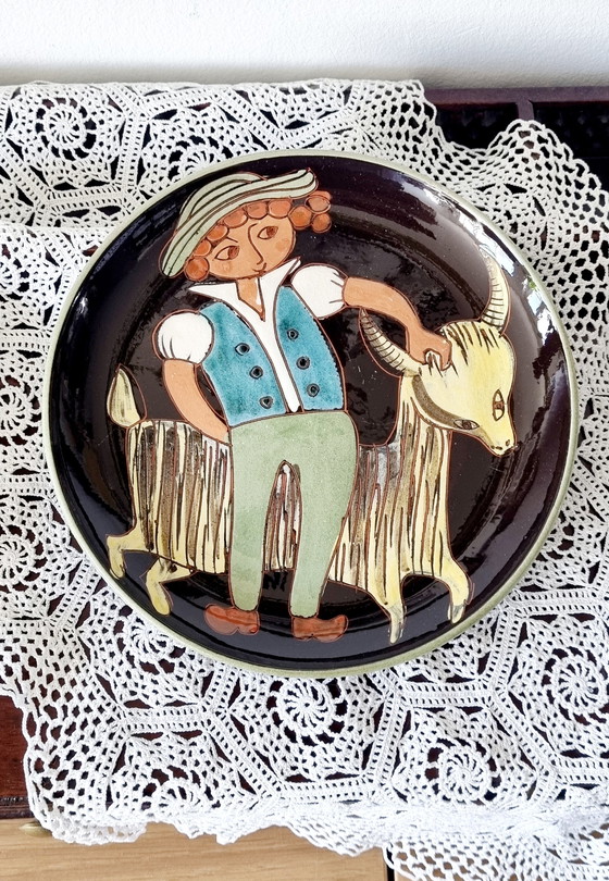 Image 1 of Vintage Swiss Arnold Zanher Ceramic Plate Set of 4