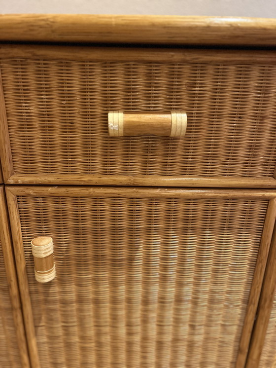 Image 1 of Prachtige lade kast uit de jaren 80 met rotan en bamboe.