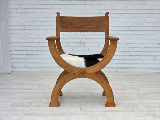 1960s, Danish armchair, completely reupholstered, furniture cowhide, oak.