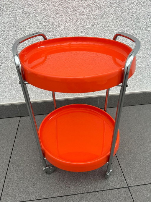 Rond, verchroomd plastic en metalen frame in spacestyle-stijl uit de jaren 80.
