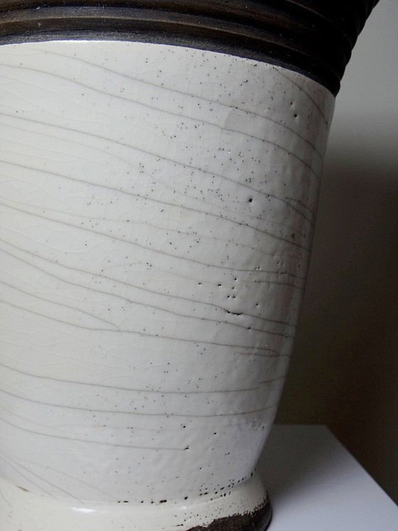 Image 1 of Grande lampada Raku moderna in beige e marrone Keramos Sèvres - René Hénon [...]