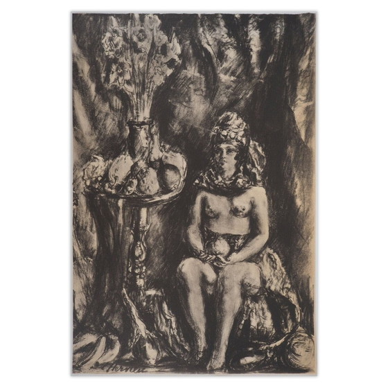 Louise Hervieu Lithografie TR 46 - La Femme Aux Fruits – Litho's & Zeefdrukken, Paper (photo 2 of 5)