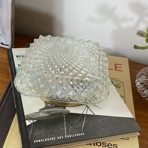 Kleine quadratische Wand-/Deckenleuchte, Klarglas, Vintage-Stil, 1970er-1980er Jahre – plafondlampen (photo 2 of 9)