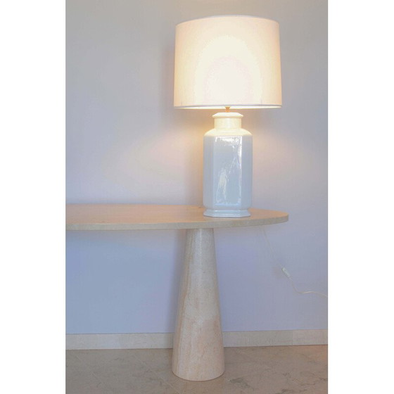 Image 1 of Vintage white lacquered ceramic table lamp, Italy 1970