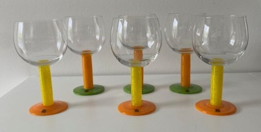 WMF 6 Prächtige Memphis Style Rotweingläser 1980er – glazen karaffen, Glass