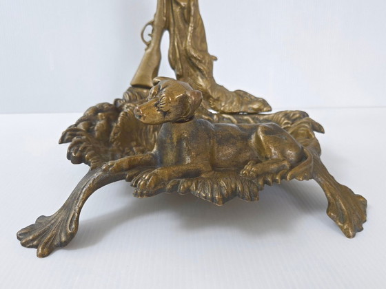 Image 1 of Vintage 1950s Hunting Scene Umbrella Stand in Gilded Brass