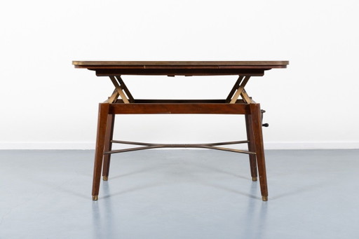 Italiaanse moderne verstelbare tafel, jaren 60
