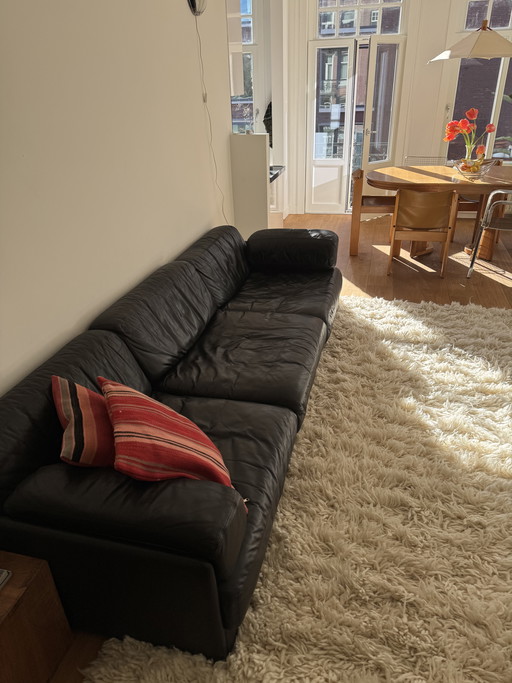 De Stede DS 76 Schwarzes Leder 3-teiliges Ecksofa mit Schlaffunktion