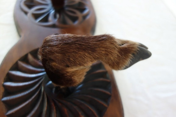Image 1 of Vintage wall-mounted coat rack with deer hooves, Hautes-Alpes
