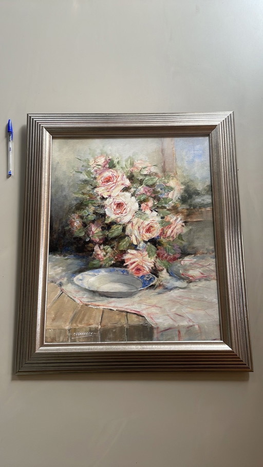 Romantisch schilderij roze rozen