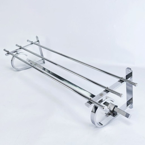 ART DECO Wardrobe Vintage Wall Coat Rack 1930s 1940s Chrome Silver Bauhaus Streamline