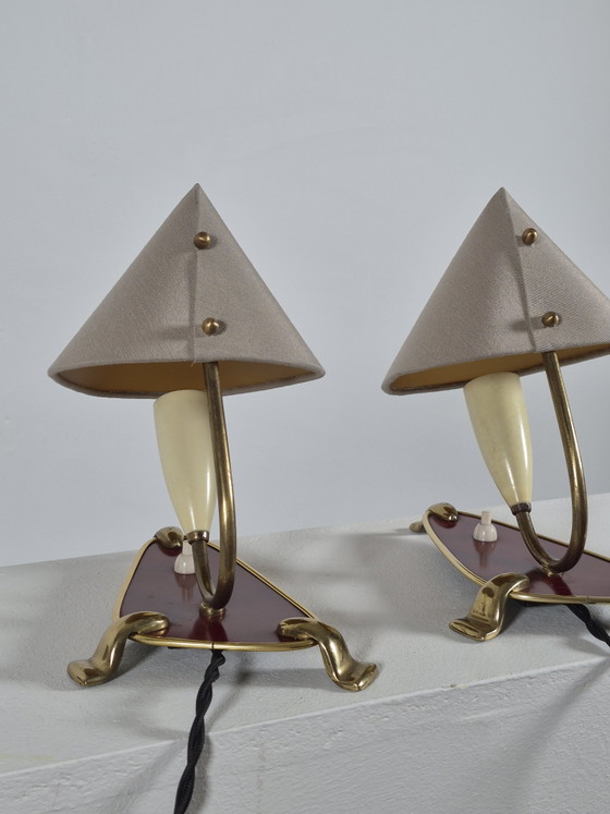 Image 1 of Pair of vintage mid century wall lamps bedside lamps brass 