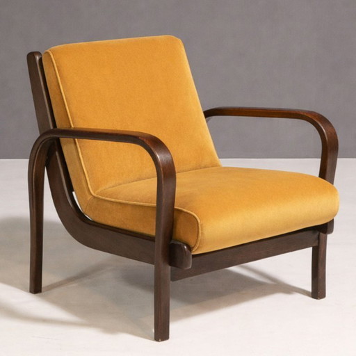 Sessel von Koželka & Kropáček, 1940er Jahre, Silbermedaille – Mailänder Triennale 1946, restauriertes Bugholzgestell