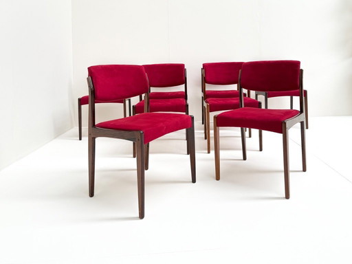 8 sillas de comedor danesas modernas de palisandro de H.W. Klein para Bramin, década de 1960