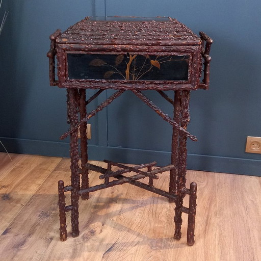 Antique Japanese Faux Bois sewing table