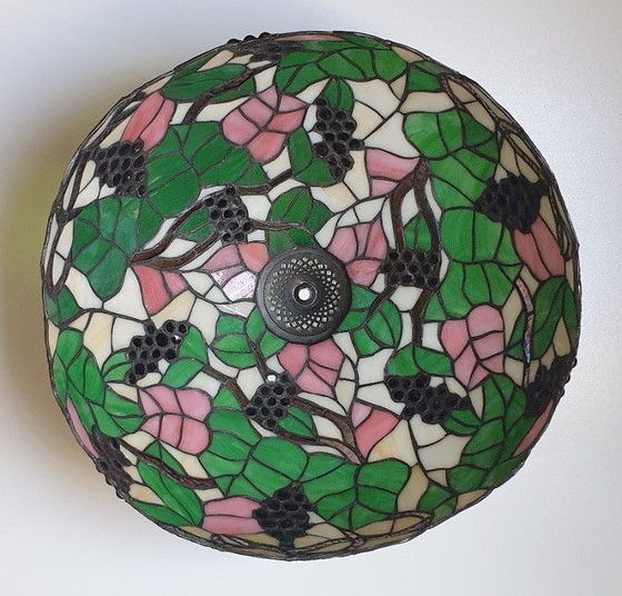 Image 1 of Large (40cm) Tiffany / stained glass grape pendant lamp
