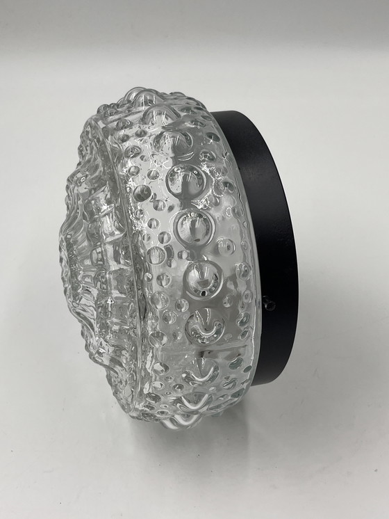 Image 1 of Glazen plafondlamp met Toupie-reliëf