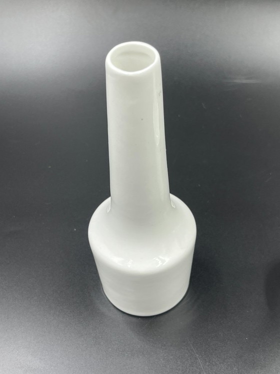 Image 1 of Pair of vintage white ceramic bud vases