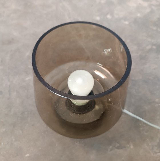 Image 1 of 2 x brown glass mushroom table lamps 
