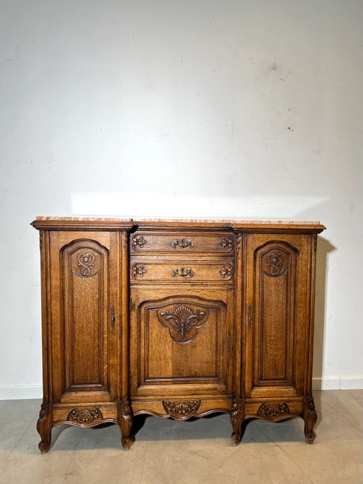 Aparador antiguo de roble estilo Luis XV con tapa de mármol. – dressoirs (photo 2 of 4)
