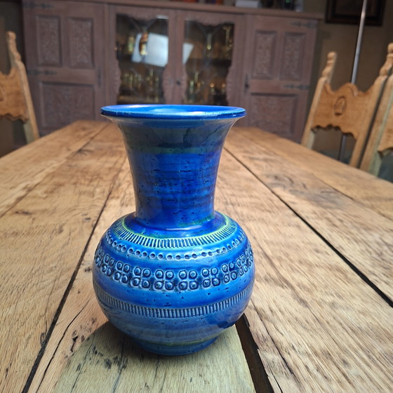 Image 1 of Blaue Vase von Bitossi Ceramiche Aldo Londi Rimini