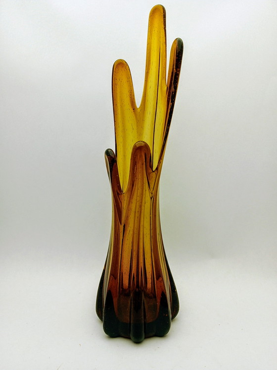 Image 1 of Vintage French Amber Glass Vase