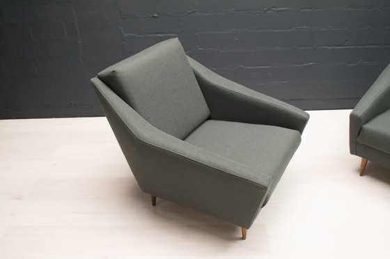 Image 1 of Set di poltrone in legno e tessuto di Eddie Harlis per Hans Kaufeld, anni '60