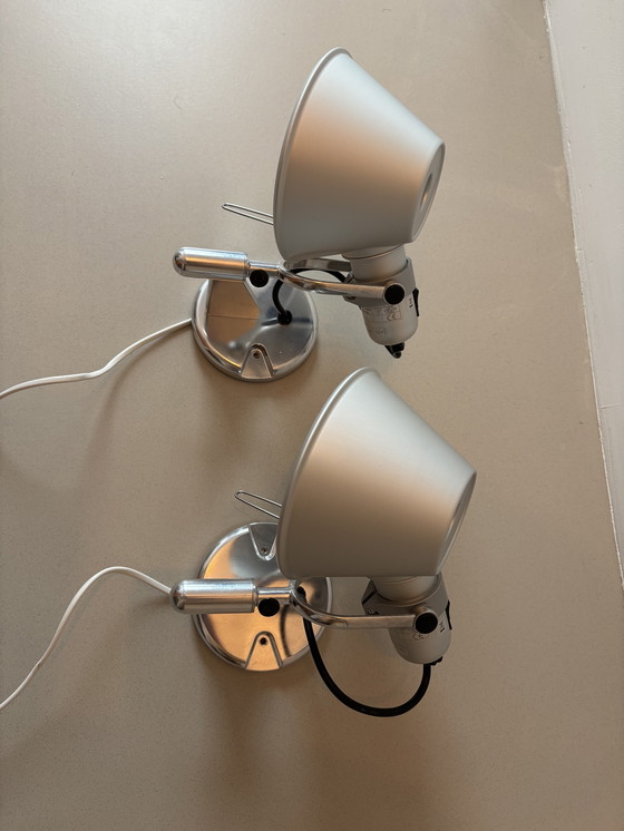 Image 1 of Set of two Artemide Tolomeo Faretto wall lamps silver aluminum