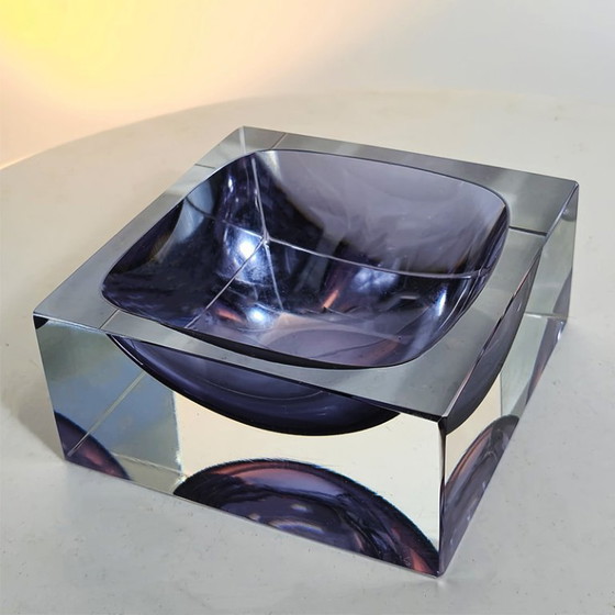 1960s Stunning Purple Square Ashtray or Catch-All in Murano Glass by Flavio Poli for Seguso. Made in Italy (photo 6 of 8)