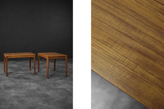 Image 1 of Vintage Mid-Century Scandinavian Modern Brown Teak Side Tables by Albert Larsson for Alberts Tibro, 1960s, Set of 2