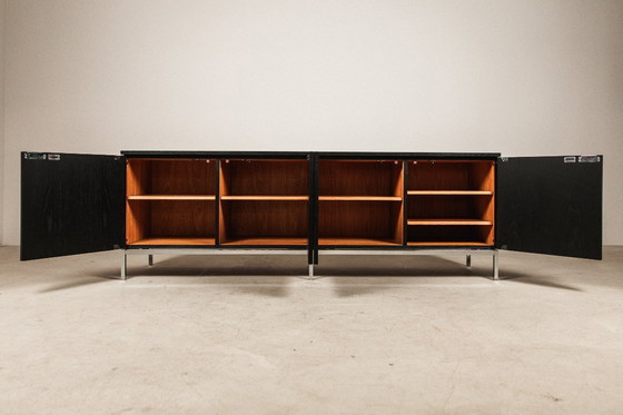 Image 1 of Florence Knoll sideboard in black oak and chrome for Knoll International, 1960s