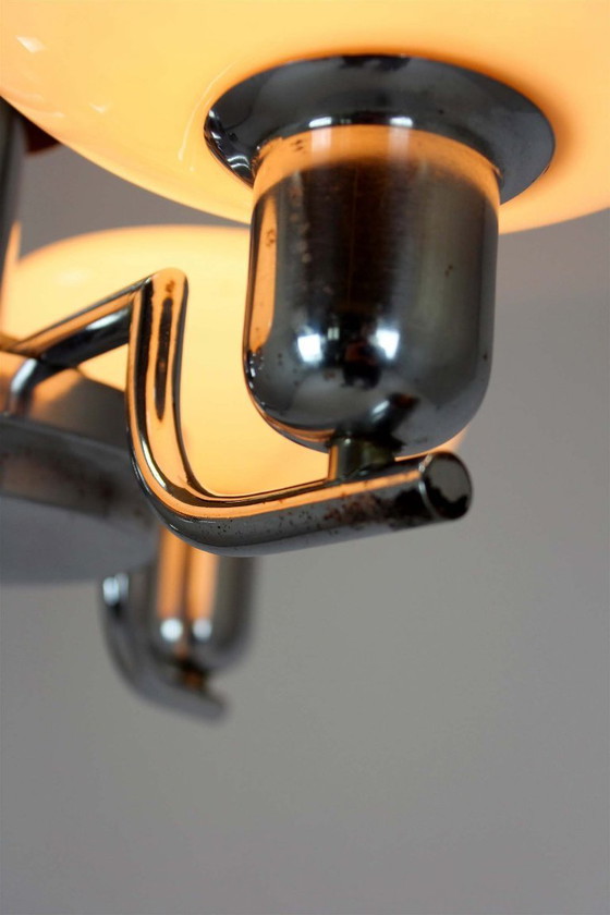 Image 1 of Lustre Art Déco Bauhaus chromé de Napako, ancienne Tchécoslovaquie, années 1940