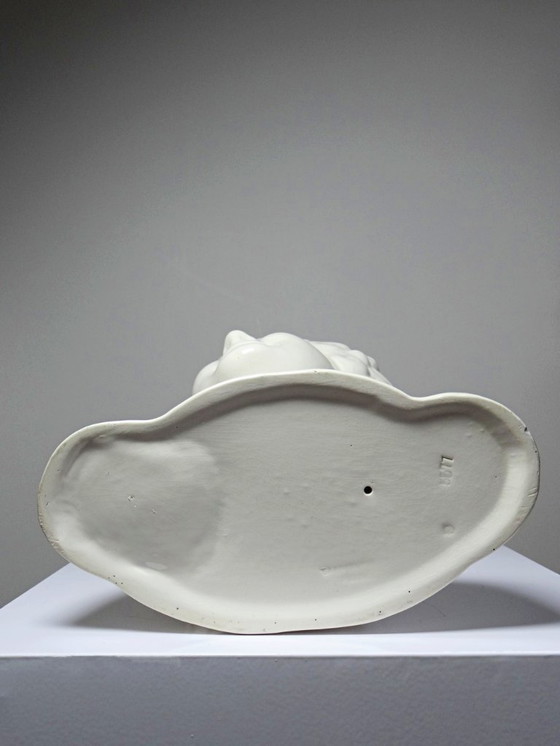 Image 1 of Très rare grand buste en faïence de Sarreguemines Art Déco ancien