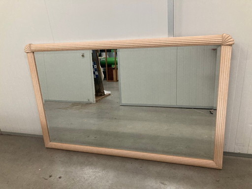 Large vintage mirror in art deco style, salmon color