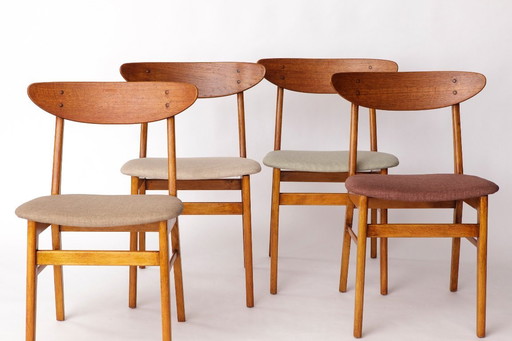 Set di 4 sedie da pranzo in teak danese di Farstrup Møbler - anni '60, tappezzeria nuova, spedizione in tutto il mondo