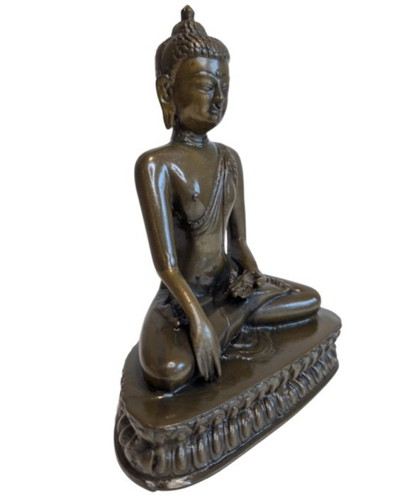 Ancien Bouddha népalais en bronze en Dhyana Mudra - 092 – Sculptures (photo 3 of 10)