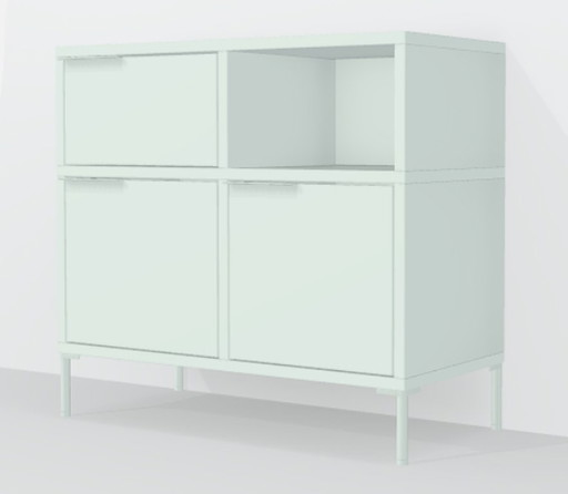 Credenza Tylko verde con tre cassetti