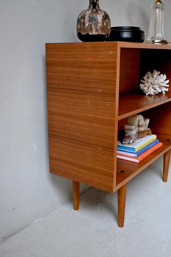Image 1 of Mid-Century Open Bookcase Teak Veneer