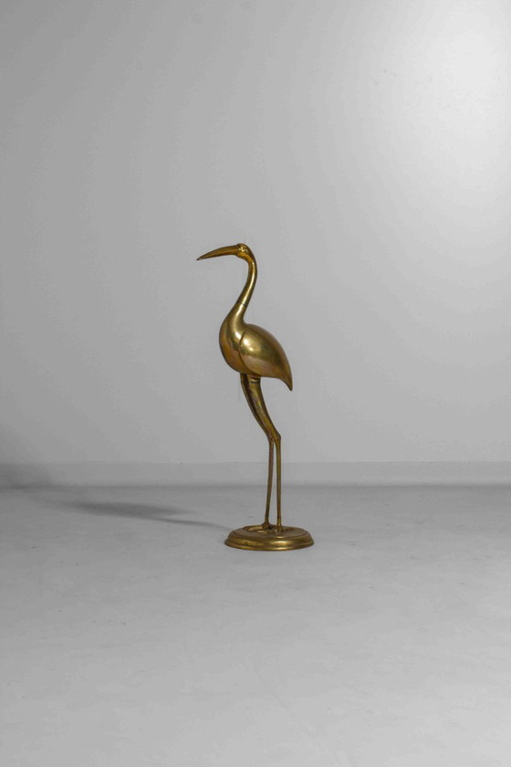 Image 1 of Brass decorative heron sculpture