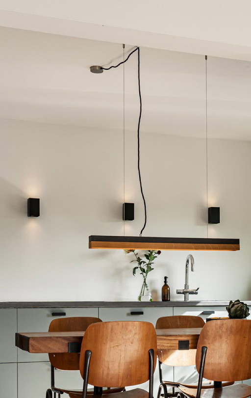 Dark Grey Concrete & Oak Wood Pendant Light