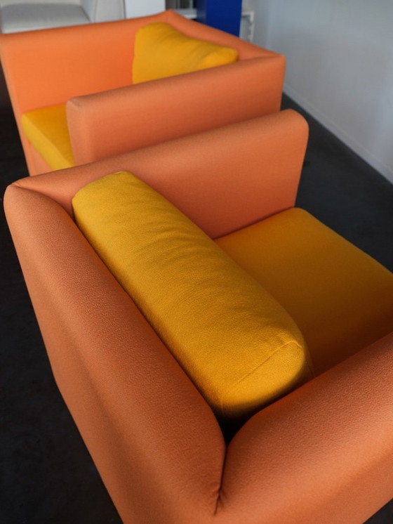 Image 1 of 2x HAY Hackney 1-zits Fauteuils - Orange/Yellow