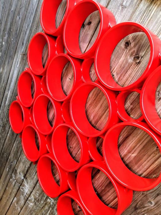 Image 1 of Space Age Wandpaneel Wandelement Wanddecoratie Rood