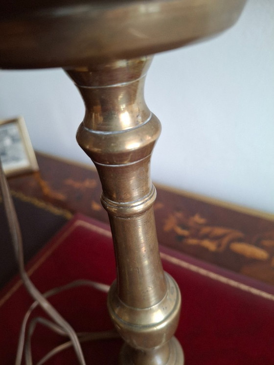 Image 1 of Exceptional bronze lamp base, antique candle holder 1580-1620, certified with traceability