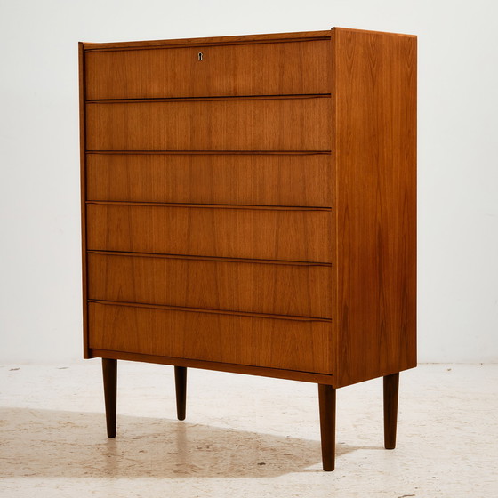 Image 1 of MK11148 Cómoda de teca restaurada con seis cajones