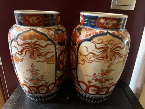 Set of Antique Japanese Imari Vases, 25cm High – Porcelain (photo 2 of 9)