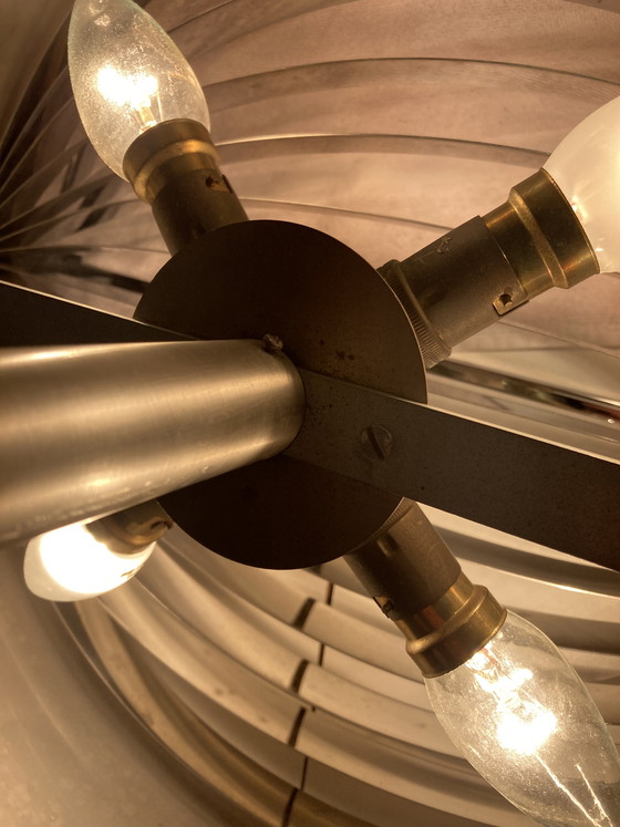 Image 1 of Suspension vintage 70’S en métal brossé attribué à Jean Gandelin 