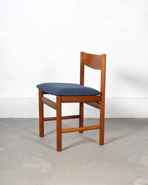 4 sedie in teak bianco e Newton