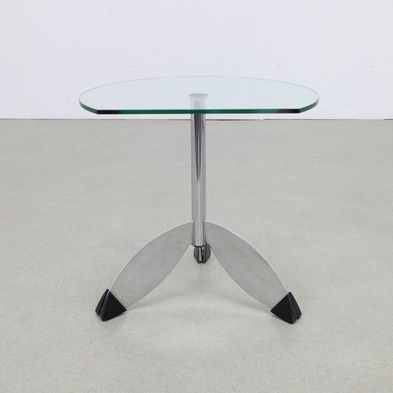 Image 1 of Postmodern Side Table in Metal & Glass, 1980s