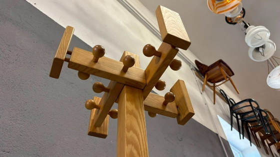 Image 1 of Freestanding Mid-Century Pine Coat Rack, Solid Wood, 1970s, Europe